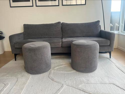 Zetel Set (bank + 2 poefjes) van Sofacompany, Huis en Inrichting, Zetels | Complete zithoeken, Zo goed als nieuw, Stof, Ophalen
