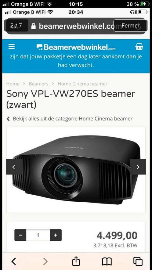 Sony vpl-vw270es, TV, Hi-fi & Vidéo, Projecteurs vidéo