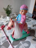 Paard voor pop/knuffel, met hobbelplaat en duwstok, Kinderen en Baby's, Speelgoed | Poppen, Gebruikt, Ophalen of Verzenden