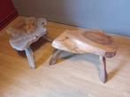 2 tabourets ou tables basses en bois brutaliste., Maison & Meubles, Enlèvement, Comme neuf, Bois