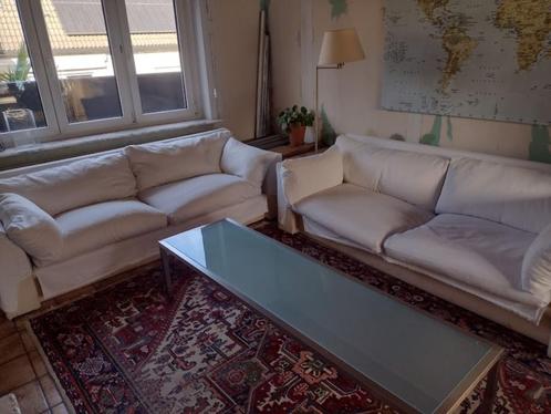 Zetel / sofa wit x2 voor 3-6 personen, Huis en Inrichting, Zetels | Zetels, Gebruikt, Rechte bank, Driepersoons, 200 tot 250 cm