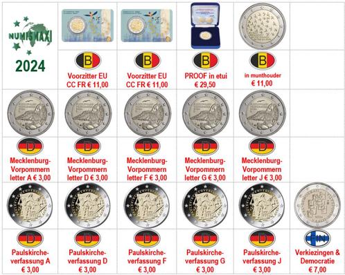 2 euro herdenkingsmunten 2024, Postzegels en Munten, Munten | Europa | Euromunten, 2 euro, Ophalen of Verzenden