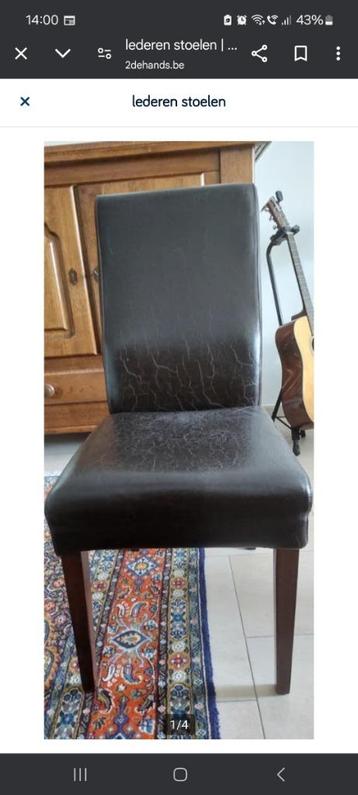 lederen stoelen, Huis en Inrichting, Stoelen, Ophalen, Gebruikt, Bruin, Klassiek