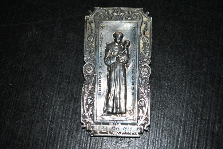 Medaillon om Sint Antonius van Padova op te hangen - metaal, Antiek en Kunst, Antiek | Religieuze voorwerpen, Ophalen of Verzenden