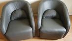 Fauteuils de salon en cuir gris, Ophalen of Verzenden, Zo goed als nieuw, Leer