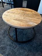 Rond bijzettafeltje – massief houten blad&metalen onderstel, Huis en Inrichting, Tafels | Salontafels, Ophalen, Zo goed als nieuw