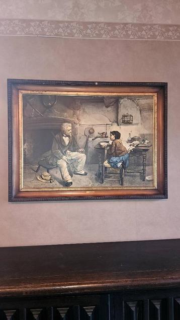 schilderij met houten kader, Induno D 1815 beschikbaar voor biedingen