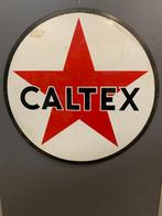 Origineel oud emaille Caltex reclamebord XXL 100cm, Verzamelen, Ophalen, Gebruikt, Reclamebord