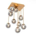 Moderne plafondlamp goud met smoke glas, Ophalen, Zo goed als nieuw, Glas, Moderne