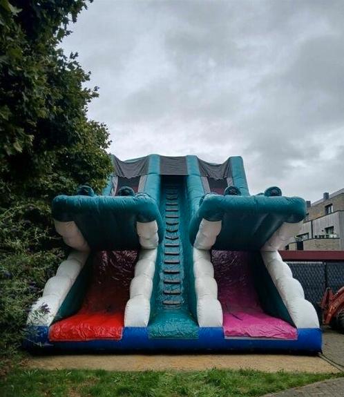 Grote Opblaasbare Dubbele Glijbaan – Krokodillenthema, Kinderen en Baby's, Speelgoed | Buiten | Springkussens, Gebruikt, Ophalen