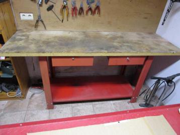 Professionele werktafel fietswinkel 200cm x 65cm met 2 lades beschikbaar voor biedingen