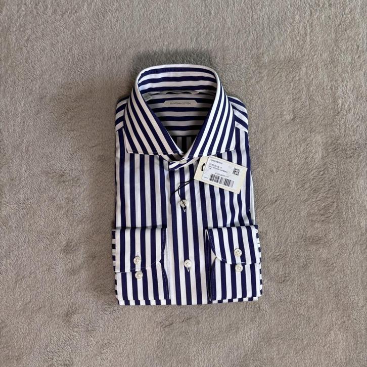 Donkerblauw Gestreept Suitsupply Overhemd – 39 - Nieuw, Kleding | Heren, Overhemden, Nieuw, Halswijdte 38 (S) of kleiner, Blauw