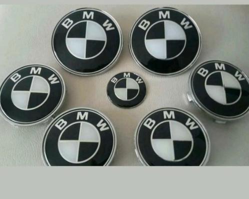 Set van 7x stuks Bmw emblemen > zwart wit e60 e90 e92 e39, Auto-onderdelen, Carrosserie, Achterklep, BMW, Voor, Achter, Links