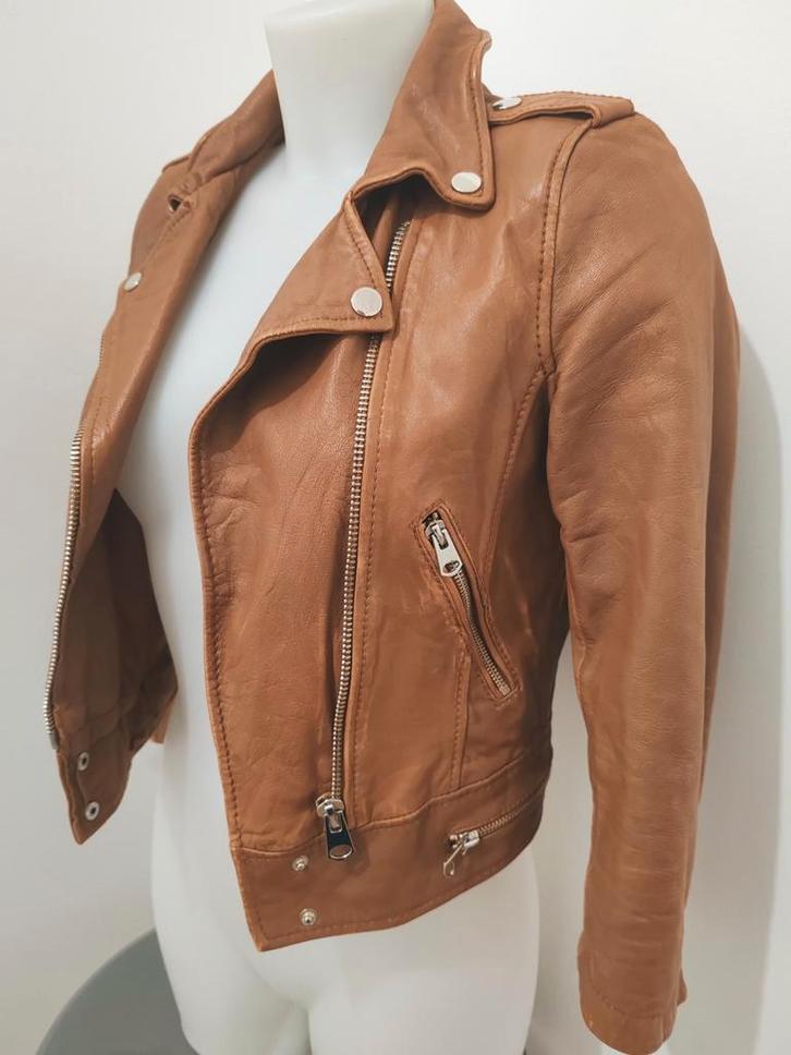 Veste en cuir véritable mouton Bershka - style perfecto, Kleding | Dames, Jassen | Zomer, Zo goed als nieuw, Ophalen of Verzenden