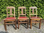 3 antieke, eikenhouten stoelen, Antiek en Kunst, Antiek | Meubels | Stoelen en Sofa's, Ophalen