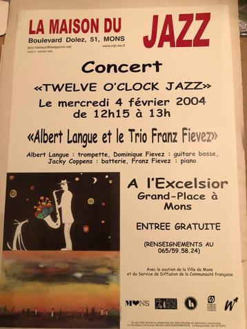 Affiche concert jazz Albert Lange Mons Gabriel Lefebvre, Comme neuf, Jazz