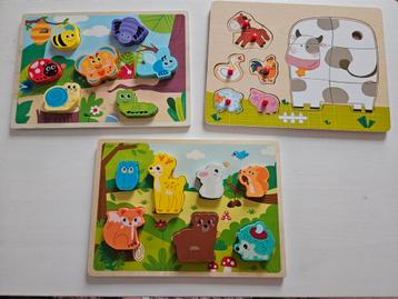 3 houten inlegpuzzels 5€ voor allemaal  beschikbaar voor biedingen