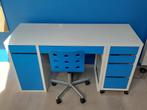 Bureau + Ladenblok + bureaustoel Micke Ikea, Huis en Inrichting, Bureaus, Ophalen, In hoogte verstelbaar, Zo goed als nieuw, Bureau