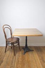 Table de bistrot vintage bois de chêne et pied en fonte, Enlèvement ou Envoi