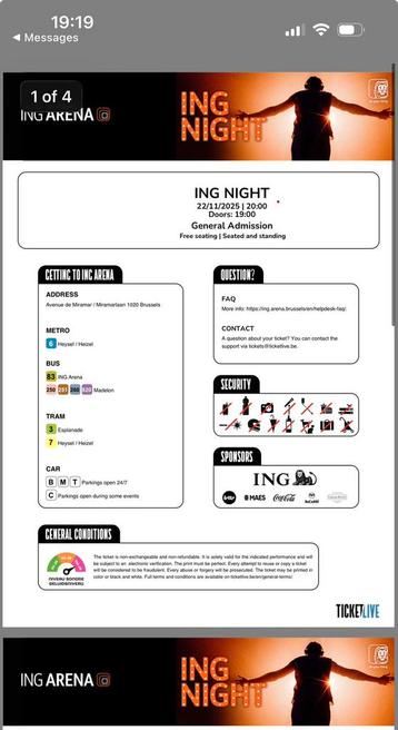 ING night tickets (4 stuks - In ING arena) beschikbaar voor biedingen
