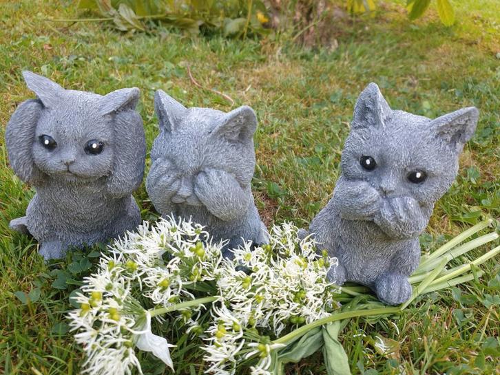 poes , horen zien en zwijgen, Tuin en Terras, Tuinbeelden, Nieuw, Steen, Ophalen of Verzenden