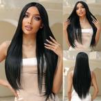 Pruik met lang zwart steil haar model zonder pony, Handtassen en Accessoires, Uiterlijk | Haarverzorging, Verzenden, Nieuw