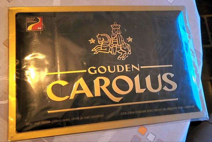 Gouden Carolus metalen publiciteitsbord NIEUW, Verzamelen, Biermerken, Nieuw, Ophalen of Verzenden