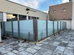23 meter glazen omheining in matglas, Tuin en Terras, Overkappingen, Ophalen, Gebruikt