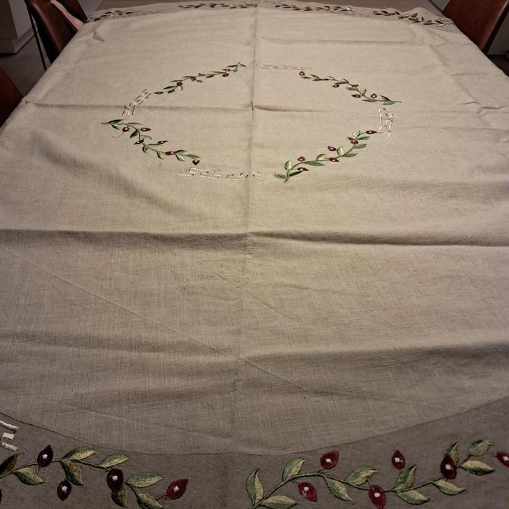 Tafelkleed, rond, met 8 bijhorende servetten, Maison & Meubles, Nappes, Comme neuf, Autour de, Enlèvement