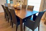 Antieke kloostertafel met 8 lederen stoelen, Huis en Inrichting, Ophalen, Gebruikt, 6 tot 8 stoelen