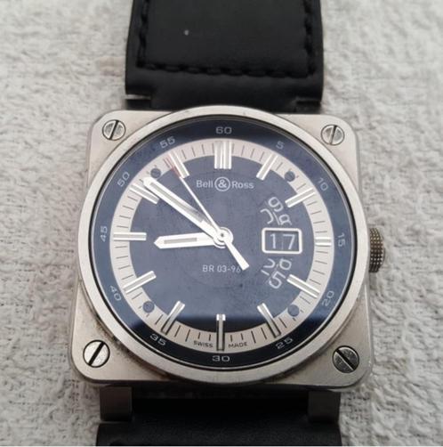 Horloge: Bell & Ross BR 03-96 Aviation type, Handtassen en Accessoires, Horloges | Heren, Gebruikt, Polshorloge, Staal, Leer, Ophalen of Verzenden