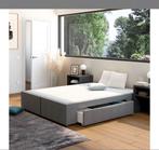 Lit + 2 tiroirs + matelas, Maison & Meubles, Comme neuf, Deux personnes, Brun, Tissu