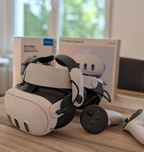 meta quest 3 + bobovr pro, Games en Spelcomputers, Virtual Reality, Zo goed als nieuw, Ophalen of Verzenden