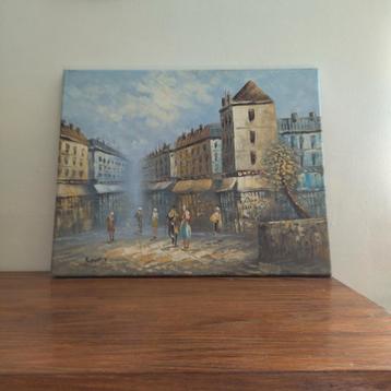 Impressionistisch schilderij straatbeeld van Parijs. Burnett beschikbaar voor biedingen