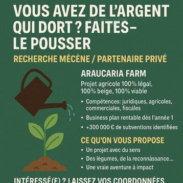 Recherche co-owner terrain agricole beschikbaar voor biedingen