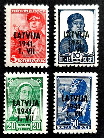 4X Duitse bezetting van Letland 1941 POSTFRIS beschikbaar voor biedingen