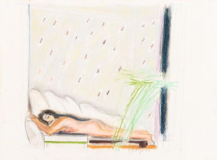 Yvan Theys - liggend naakt, Antiek en Kunst, Kunst | Schilderijen | Modern, Ophalen of Verzenden