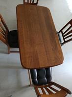 Massief eiken eettafel en stoelen, Huis en Inrichting, Ophalen, 100 tot 150 cm, Rustiek, Zo goed als nieuw