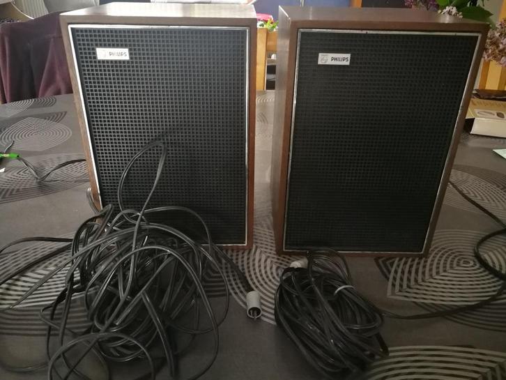Philips 22 RH481/00Z uit 1970, Audio, Tv en Foto, Luidsprekerboxen, Gebruikt, Front, Rear of Stereo speakers, Minder dan 60 watt