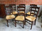 NOG STEEDS TE KOOP - Houten stoelen - Biezen zitvlak, Huis en Inrichting, Riet of Rotan, Bruin, Zo goed als nieuw, Eén