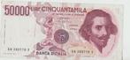 Bankbiljet Italië 50000 Lire - G.L.Bernini- Standbeeld -1984, Italië, Los biljet, Verzenden