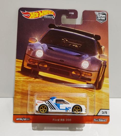 Hot Wheels Ford RS200 Rally (lichte deuk in kaart voor), Hobby en Vrije tijd, Modelauto's | Overige schalen, Ophalen of Verzenden