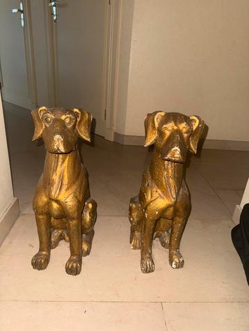 Set gouden hondenbeelden – 60 cm – klassiek / vintage stijl beschikbaar voor biedingen