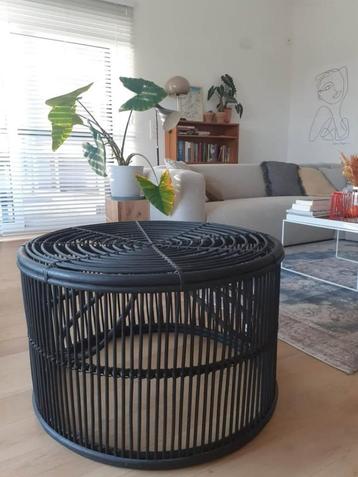Rotan salontafel, Huis en Inrichting, Tafels | Salontafels, Ophalen, Zo goed als nieuw, Rond, Overige houtsoorten