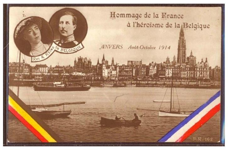 Z/W postkaart 'Hommage de la France à l'héroïsme..' 1914, Collections, Cartes postales | Thème, Non affranchie, Avant 1920, Politique et Histoire
