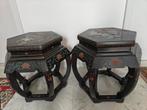 Vintage Chinese Jinlong zwart gelakte bijzettafels. (20ste E, Huis en Inrichting, Ophalen, Gebruikt