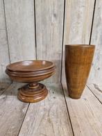 Houten decoratieve schaal en vaas., Ophalen of Verzenden