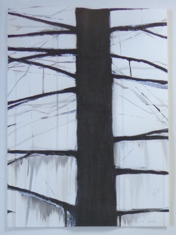 YVES BEAUMONT / TREE / ACRYL VERF / 95x75cm / KADER / SIG, Antiek en Kunst, Kunst | Schilderijen | Modern, Ophalen