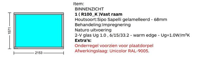 houten vast raam, Doe-het-zelf en Bouw, Overige Doe-Het-Zelf en Bouw, Nieuw, Ophalen