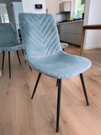 4 stoelen fluweel blauw, Ophalen, Zo goed als nieuw, Blauw